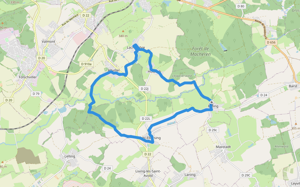 Circuit du Val de Nied walking route map in Biding