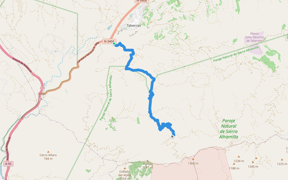 GR-140 (7/10) walking route map in Tabernas