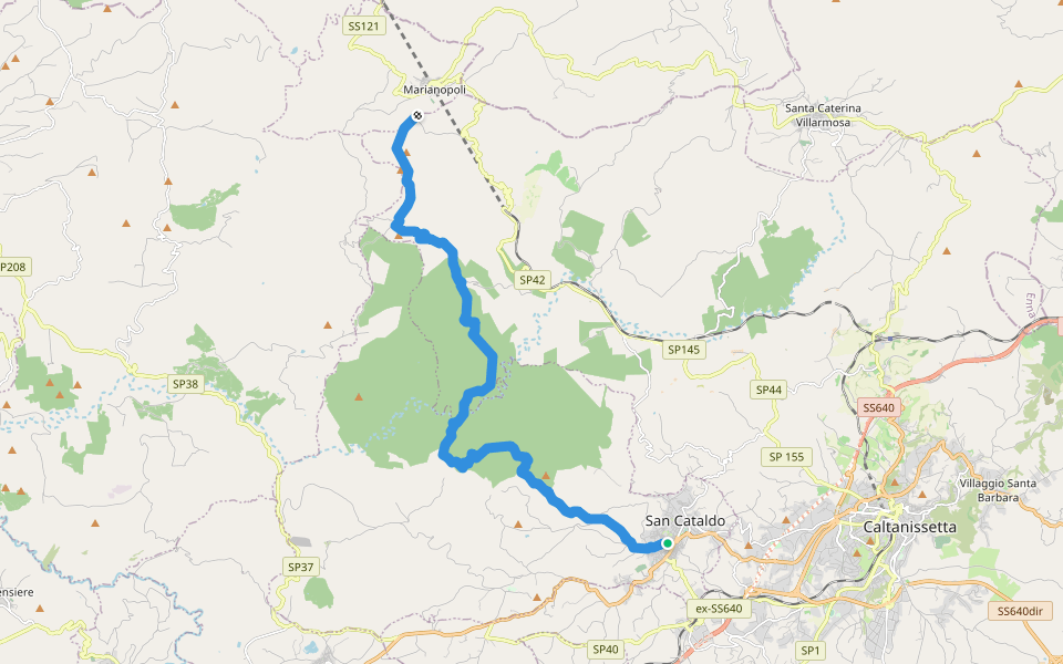 Via dei Frati - Tappa n. 1 Variante delle Miniere walking route map in San Cataldo