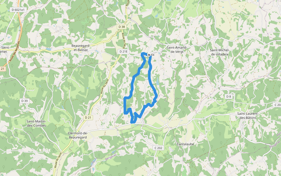 Boucle des Moulins walking route map in Fouleix