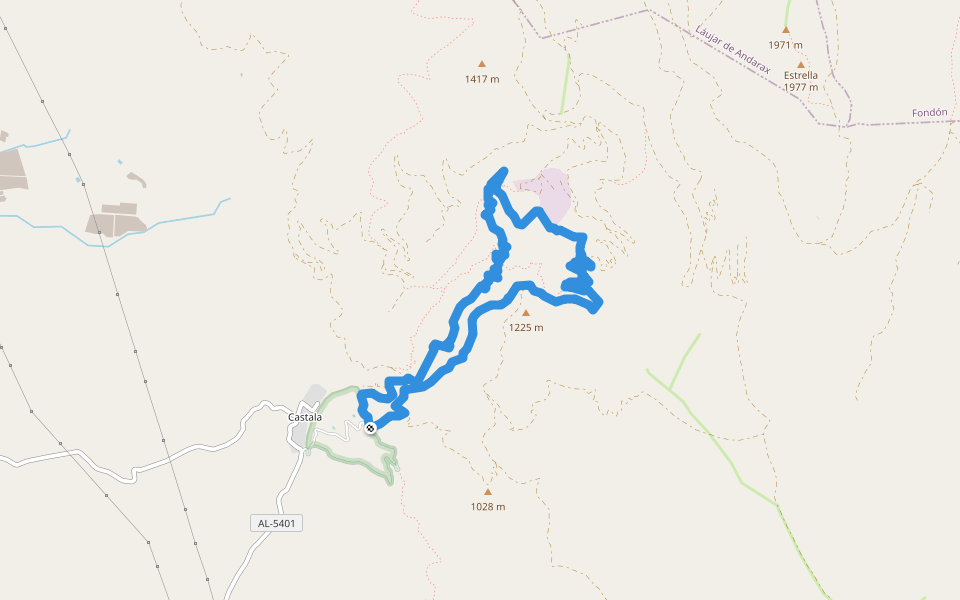 PR-A 336 Minas de Berja walking route map in Berja