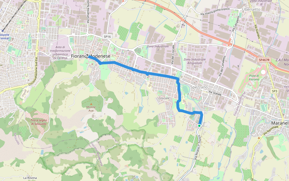 Il Cammino di santa Giulia - T015V01_ Case Martino-Fiorano Modenese walking route map in Fiorano Modenese