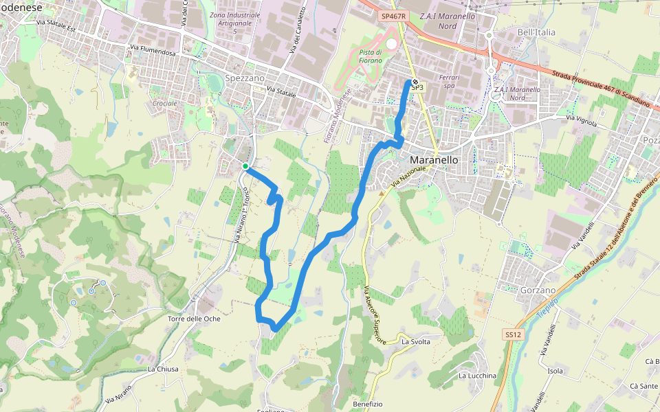 Il Cammino di Santa Giulia - T015V02_Case Martino-Maranello walking route map in Fiorano Modenese