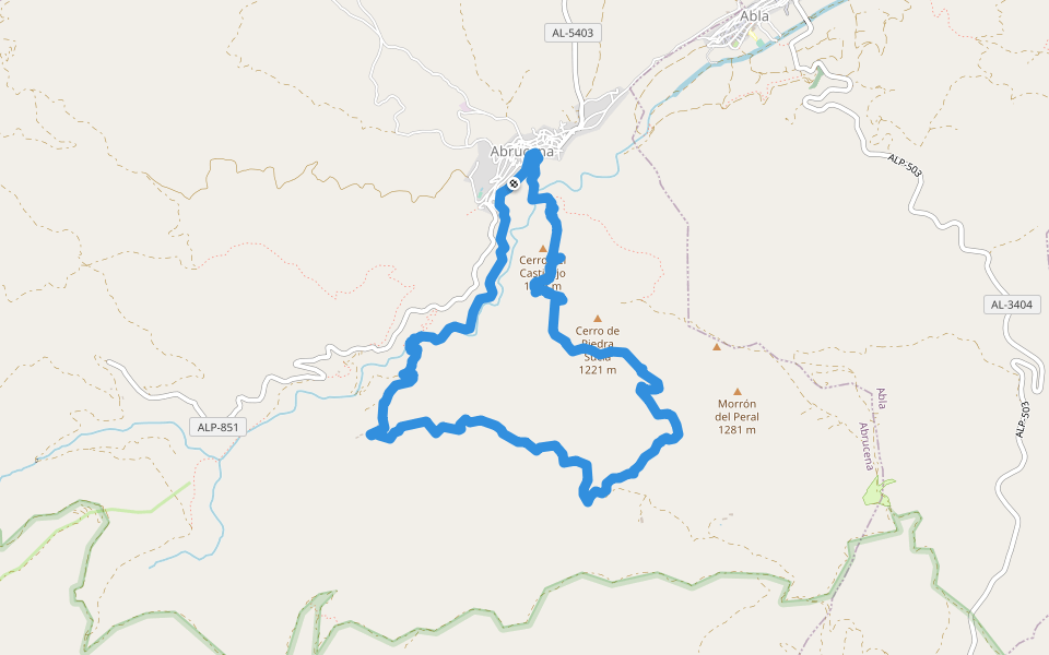 PR-A 303 La Jairola - El Castillejo walking route map in Abrucena