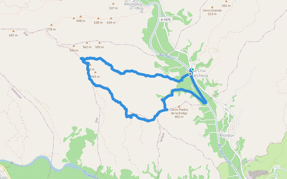 PR-A 326 Santa Cruz - Loma de los Beltranes walking route map in Santa Cruz de Marchena