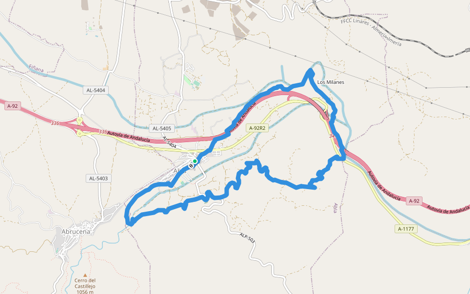 PR-A 354 Sendero de los Molinos y las Fuentes walking route map in Abla