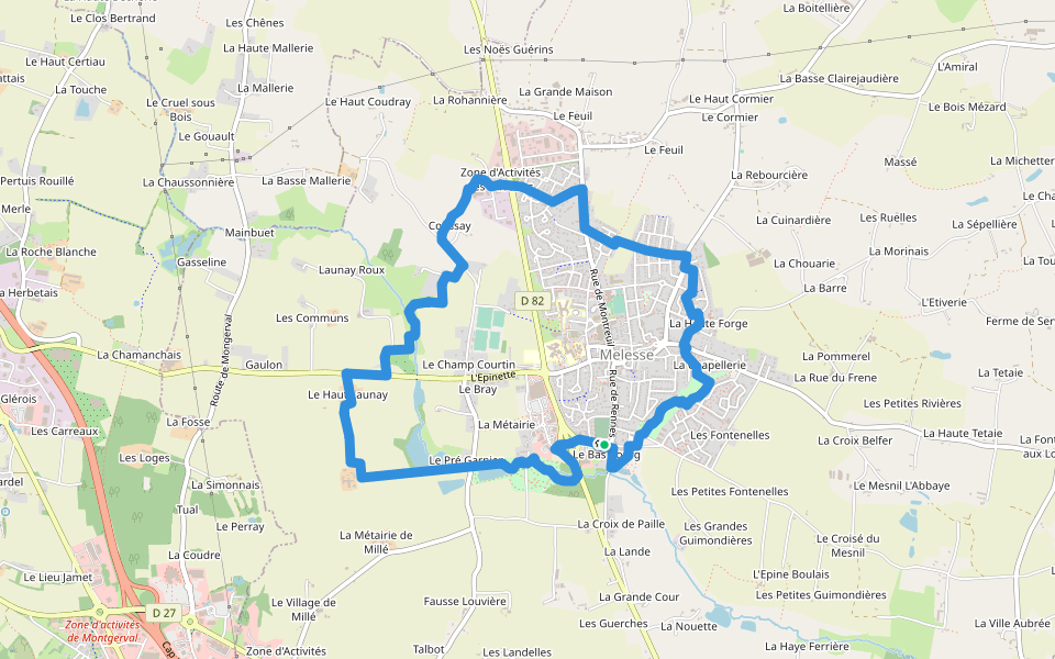 Chemin de la Biodiversité walking route map in Melesse