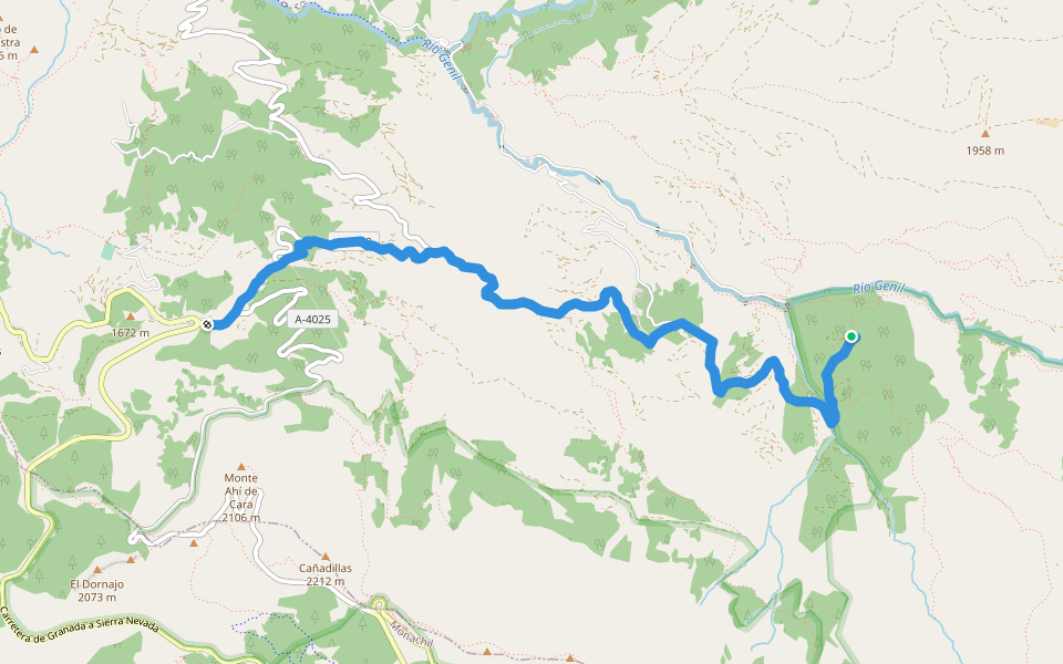 GR 240 (19/19) walking route map in Güejar Sierra