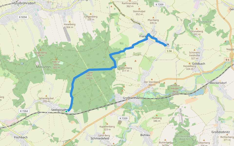 Seeligstadt-Frankenthaler-Weg walking route map in Großharthau