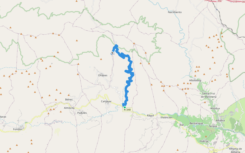 PR-A 364 Canjáyar - Ermita de Tices walking route map in Canjáyar