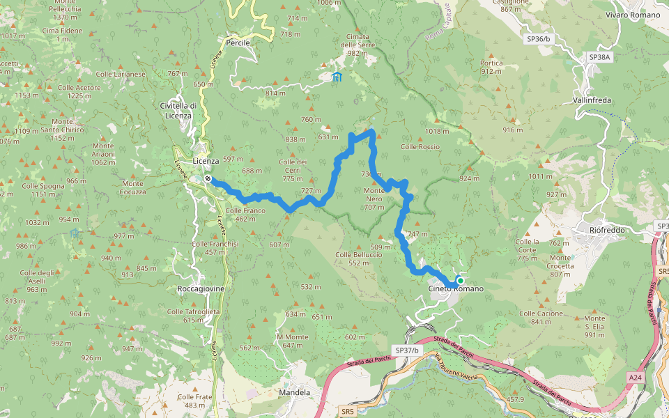 Sentiero Coleman - Tappa 5 walking route map in Cineto Romano