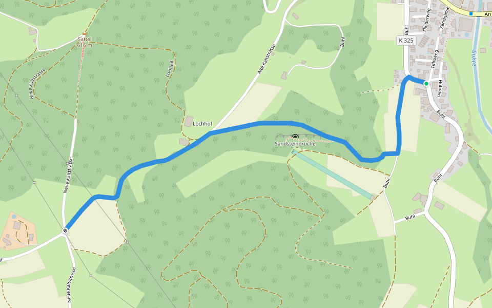 Büel - Ufem Chalt walking route map in Staffelbach