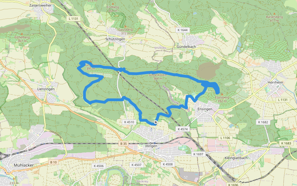 ILL1 walking route map in Illingen