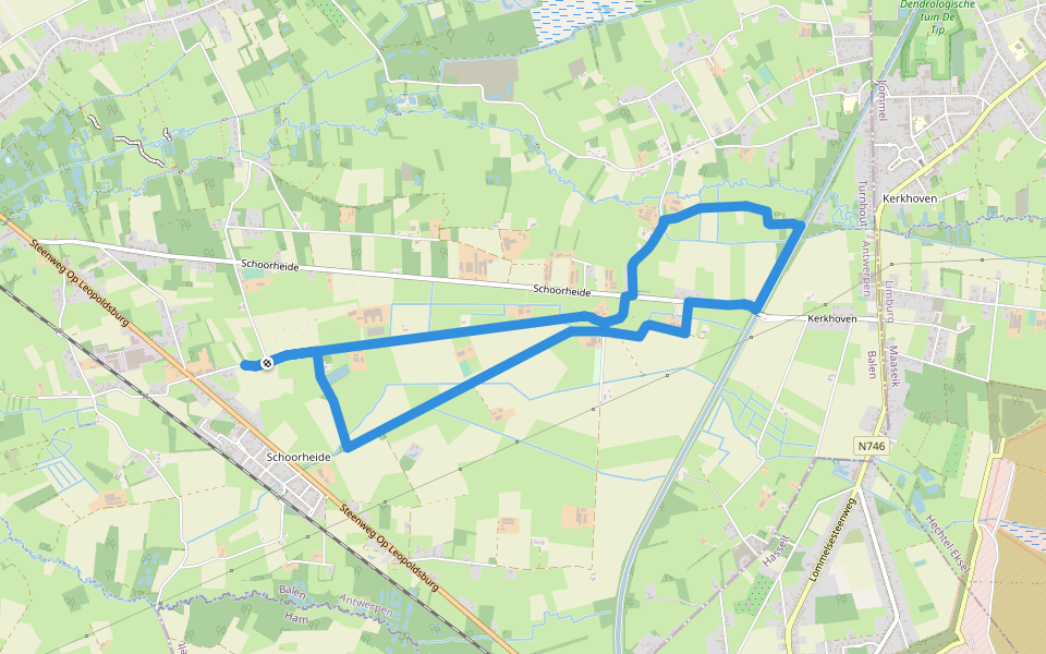 Schoorheidepad walking route map in Balen
