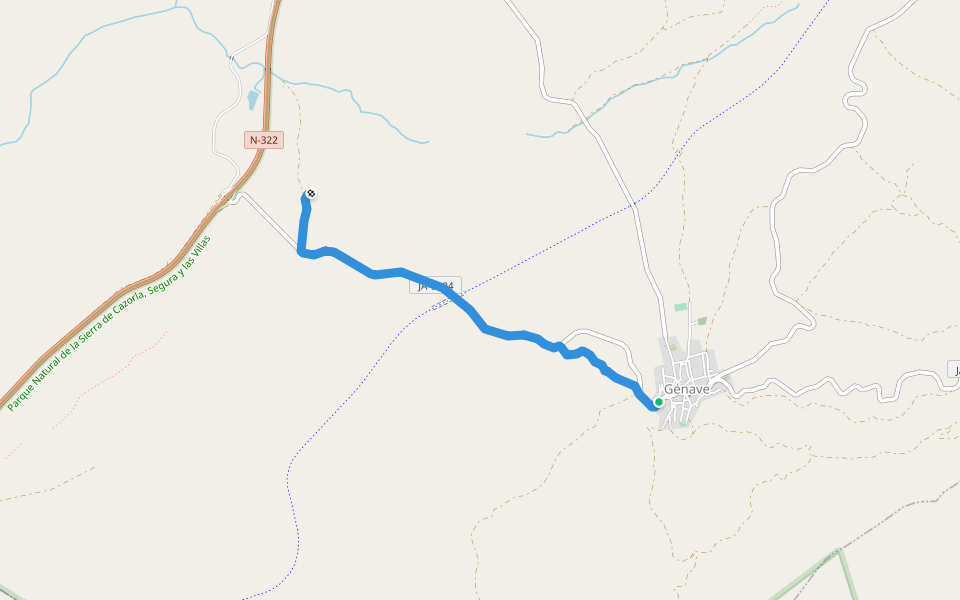 PR-A 183 Ermita de Nuestra Señora del Campo walking route map in Génave