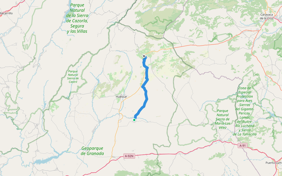 Gran Senda Primeros Pobladores (5/6) walking route map in Orce