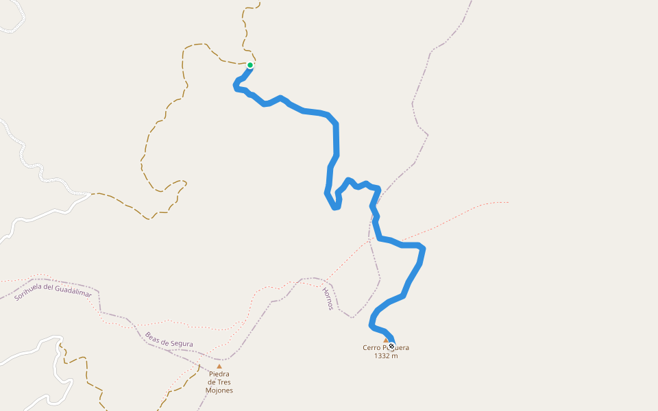 PR-A 191 Cumbre del Peguera walking route map in Beas de Segura