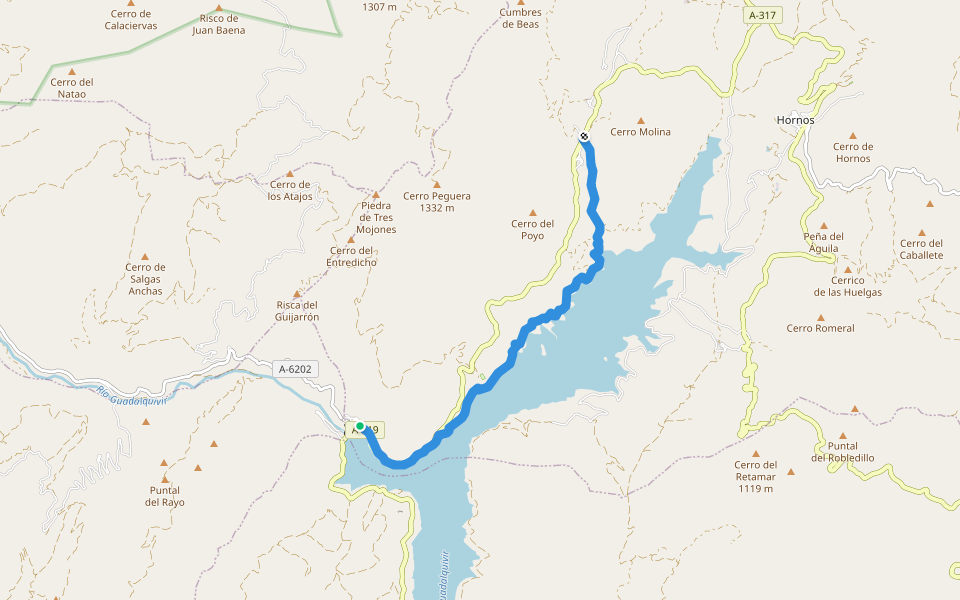 PR-A 193 Presa del Tranco - Cañada Morales walking route map in Tranco