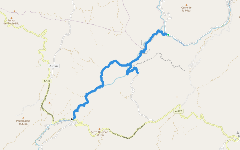 PR-A 195 Huelga Utrera - Cueva del Agua - Pontones walking route map in Huelga Utrera