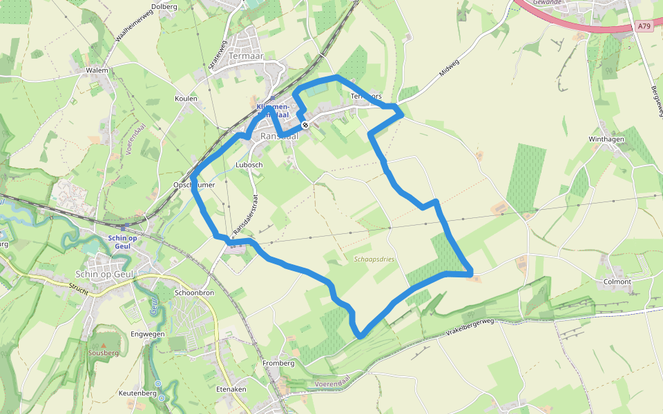 Voerendaal V6 Akerweg en Holleweg route walking route map in Ransdaal