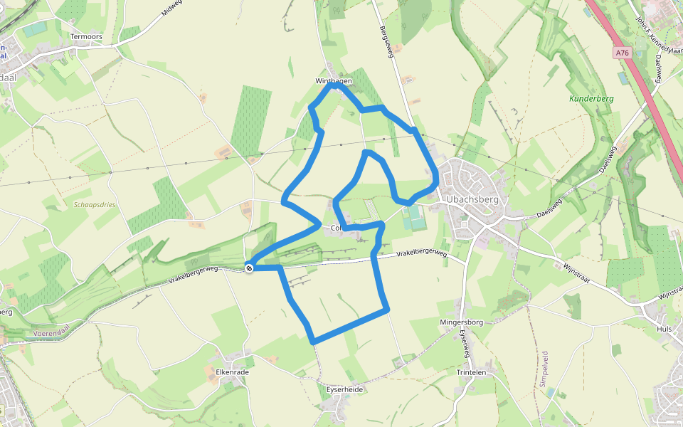 Voerendaal V15 Vrakelberg walking route map in Elkenrade