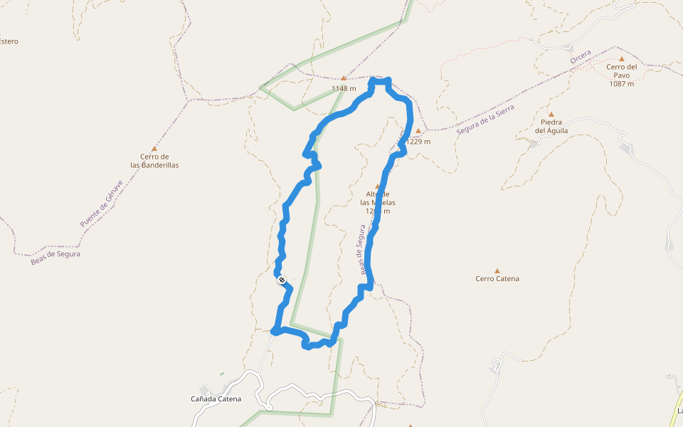 PR-A 200 Alto de las Muelas walking route map in Beas de Segura