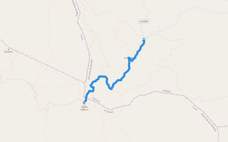 SL-A 136 La Sauceda walking route map in Cortes de la Frontera
