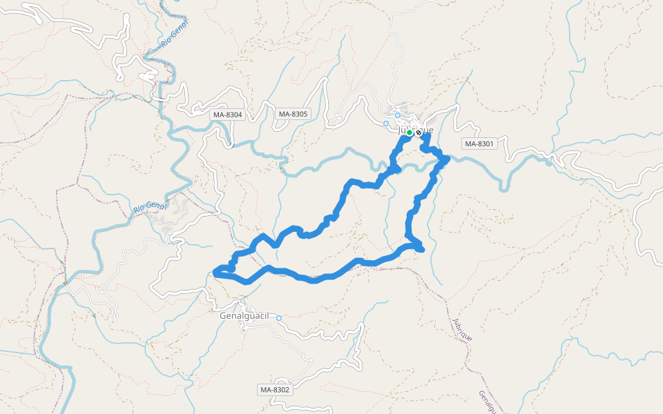 SL-A 194 Sendero de Matagallar walking route map in Jubrique