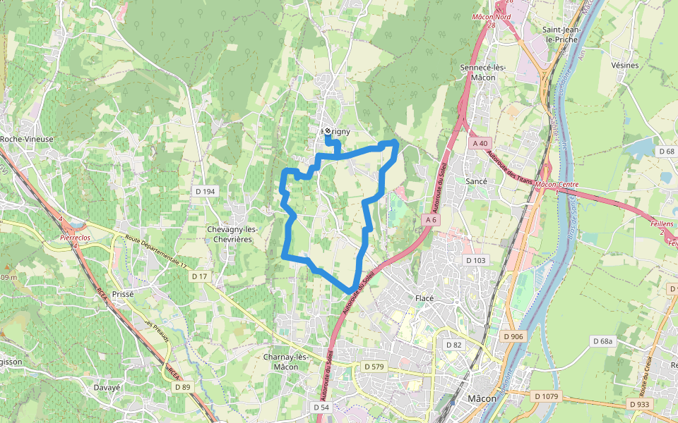 Les crêtes de Salornay walking route map in Hurigny