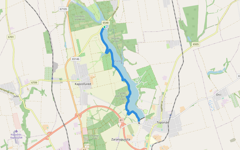 P+ (DDP – Deseda, vízmű) walking route map in Kaposvár