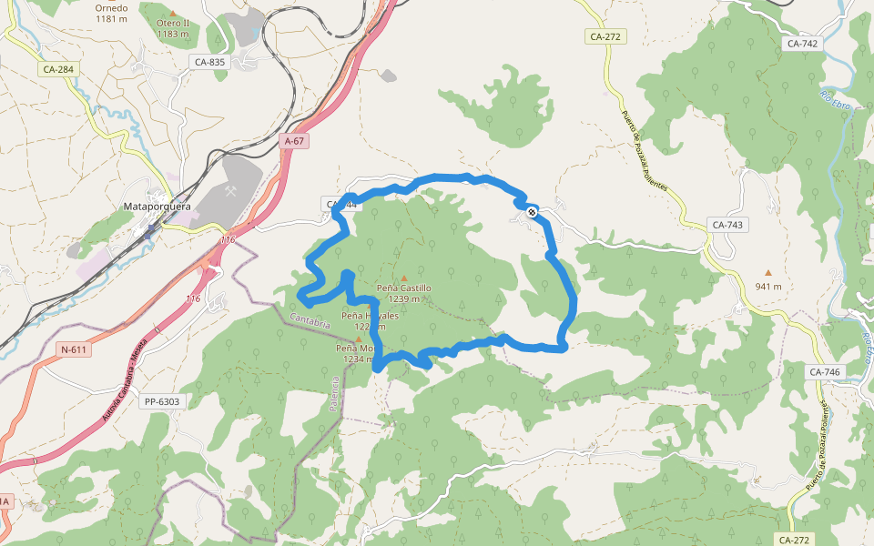 PR-S-34 Ruta de los pueblos abandonados walking route map in Valdeprado del Río