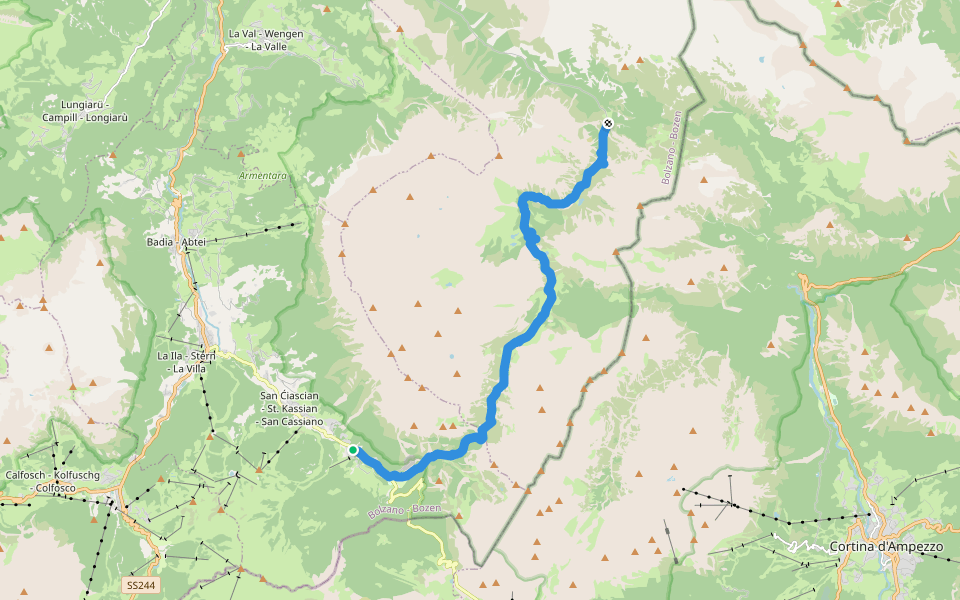 Dolomites UNESCO Geotrail (7) walking route map in Armentarola