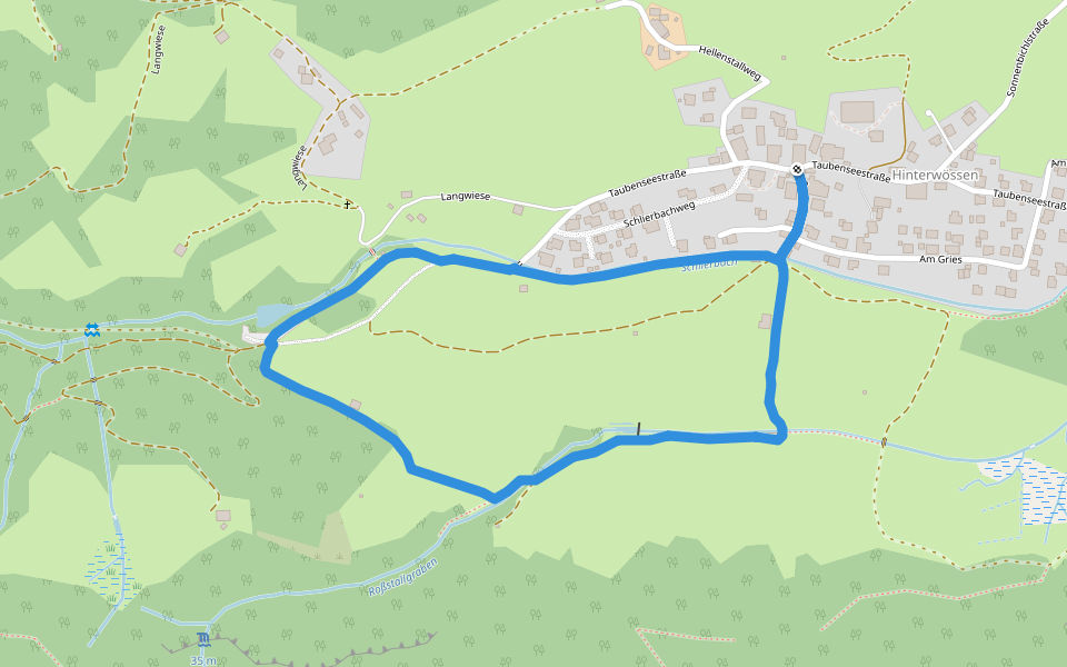 Glockenbichl Rundweg walking route map in Unterwössen