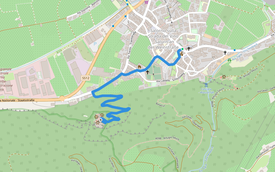 Burgenweg walking route map in Salorno