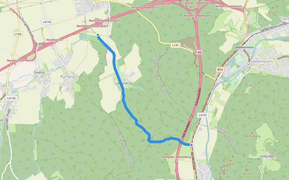 Lindgrub (Marien Gedenkstätte Nähe Autobahn) - Waldkapelle - Gleißenfeld walking route map in Natschbach