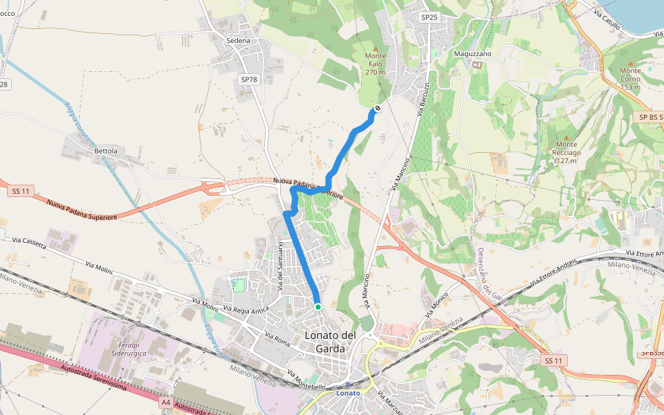 BVG Tratto Lonato, Monte Falò walking route map in Lonato