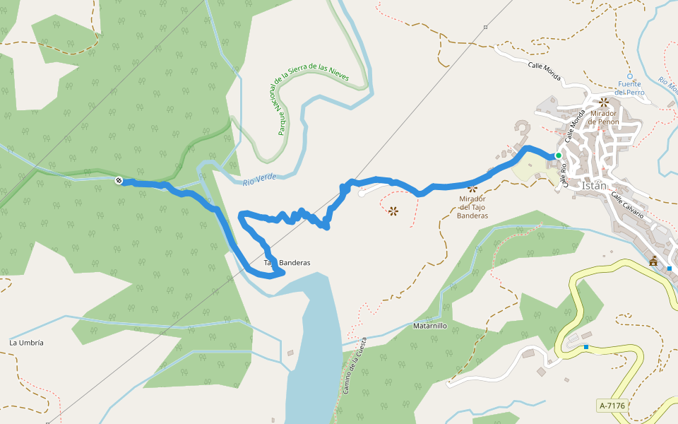 PR-A 141 Cañada de los Laureles walking route map in Istán