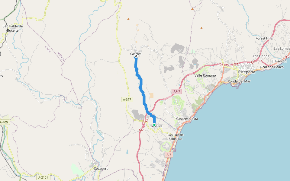 PR-A 162 Manilva - Casares (Ruta de los Molinos) walking route map in Manilva