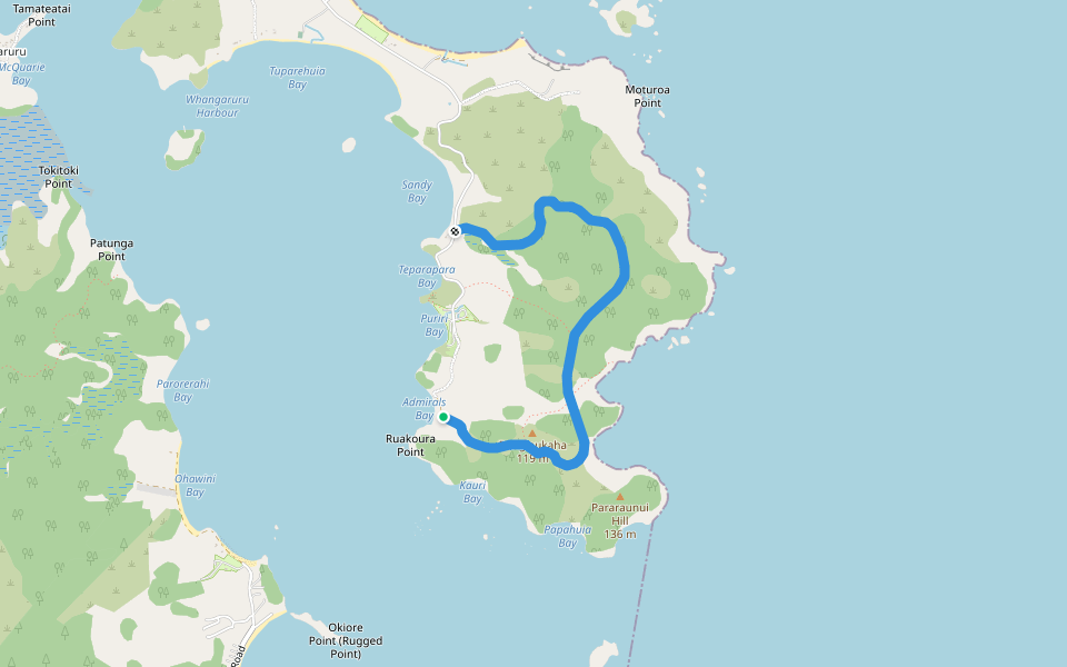 Whangaruru North Head Track walking route map in Whangaruru