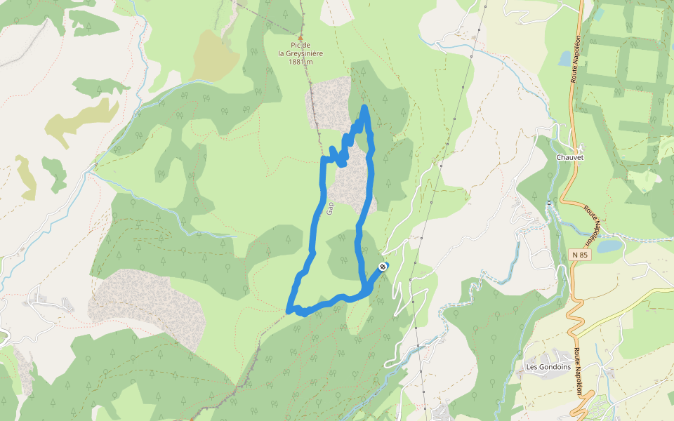 Le Tour de Guizière walking route map in Gap