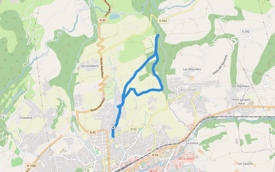 Le Viaduc du Buzon walking route map in Gap