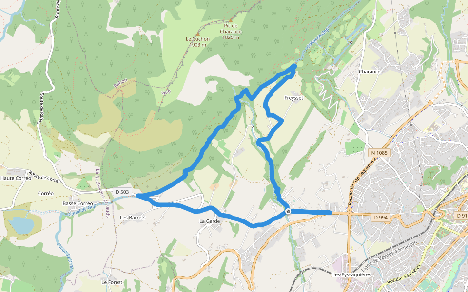 Le Tour de Malcombe walking route map in Gap