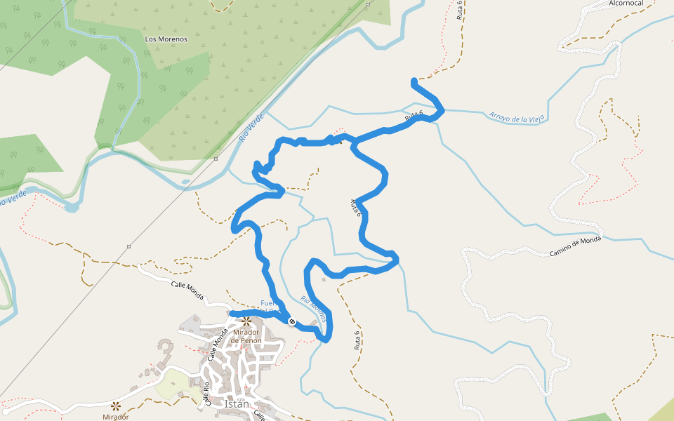 PR-A 166 Las Errizas de las Gallegas walking route map in Istán