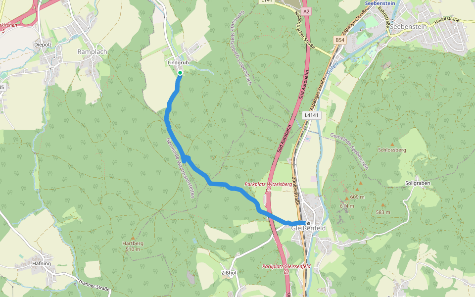 Lindgrub - Gleißenfeld walking route map in Lindgrub