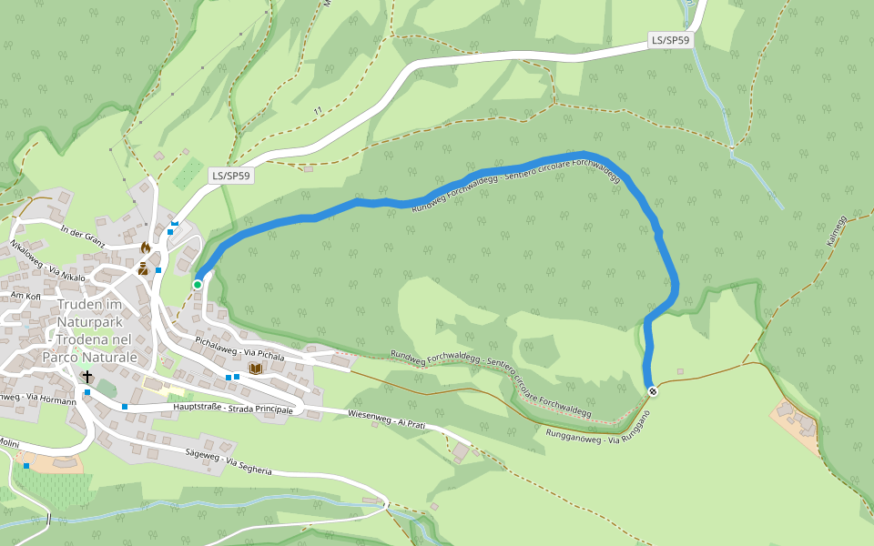Trudner Sagenweg walking route map in Trodena nel Parco naturale