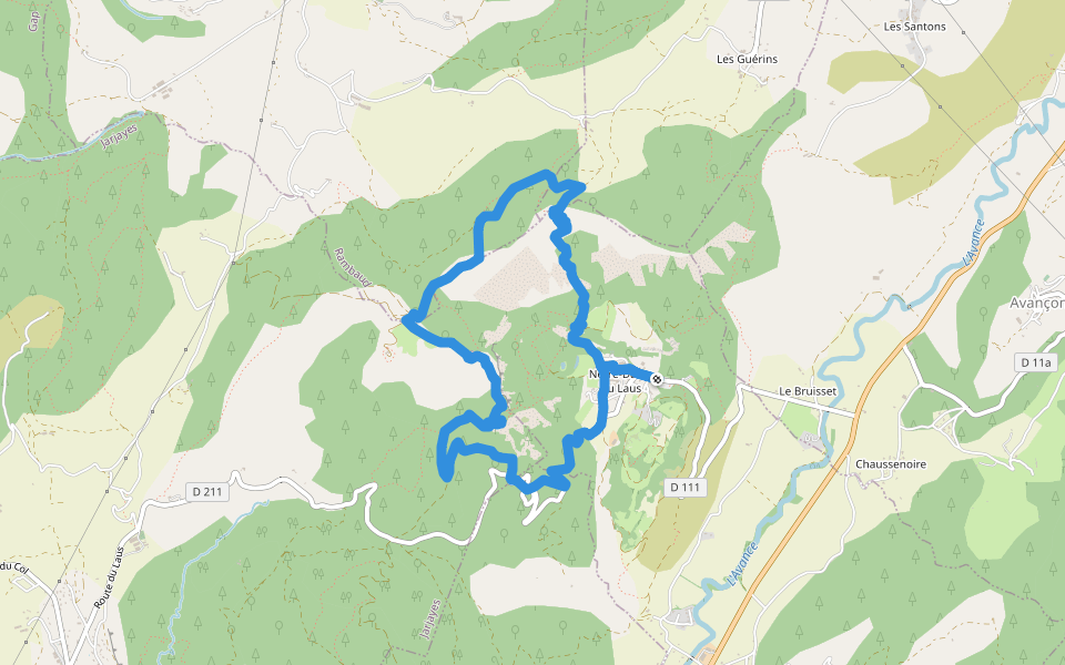 Crêtes du Laus walking route map in Saint-Étienne-le-Laus