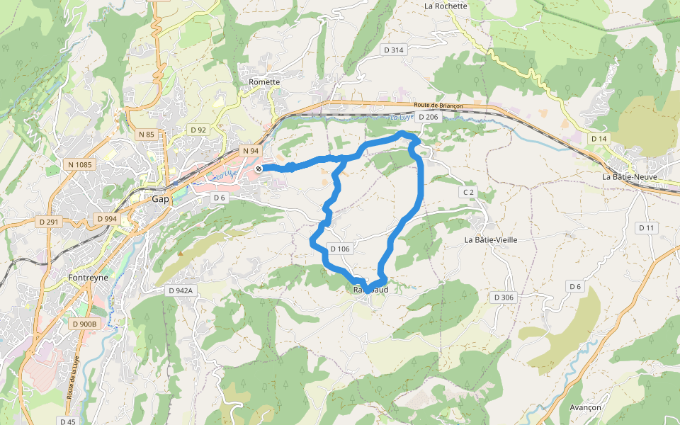 Le Circuit de Côte-Folle walking route map in Gap