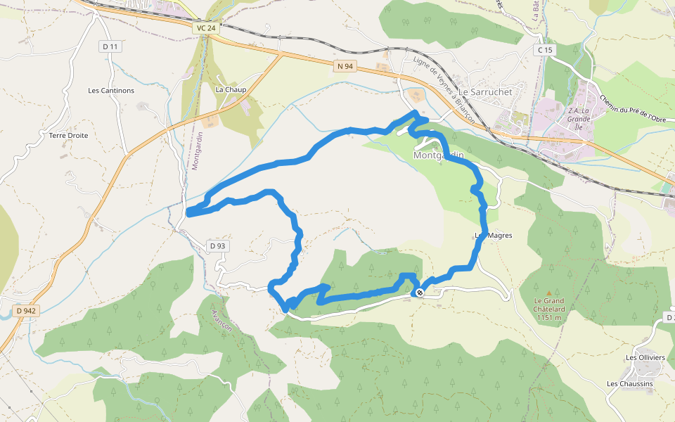 Roche Longue walking route map in Montgardin