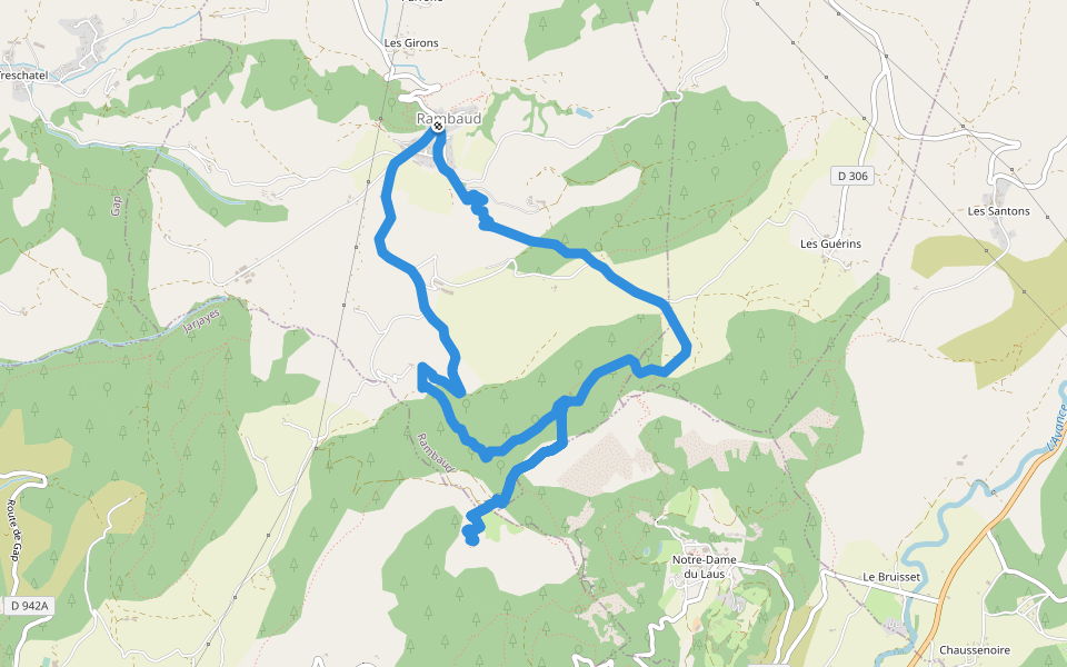 Puy Maurel walking route map in Rambaud