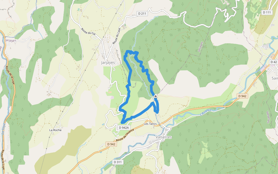 Merdarel walking route map in Valserres